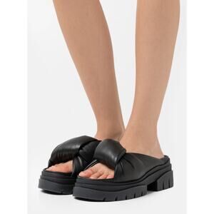 ASH Shilo Leather Platform Chunky Slide Sandal Womens Black US 8